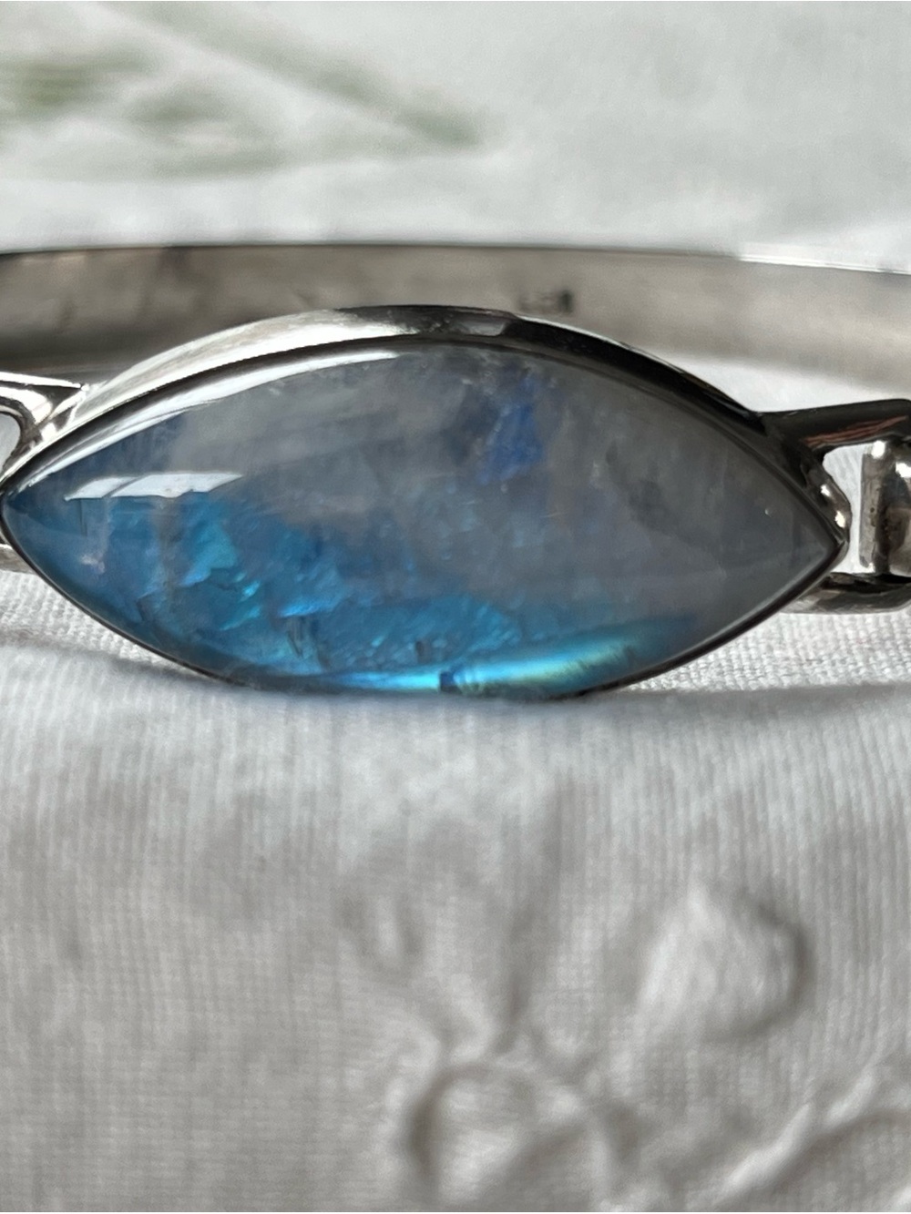 Sterling Silver Blue Moonstone Marquise Bracelet - Women